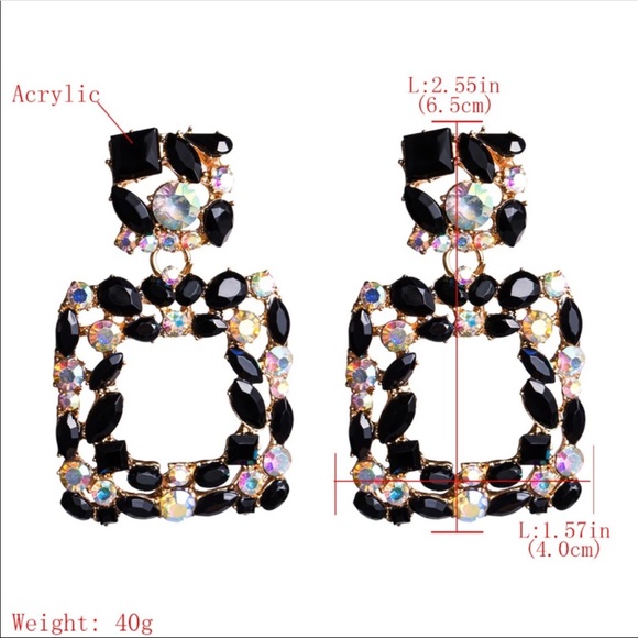 Geometric Rhinestone Crystal Statement Earrings - Picture 7 of 7